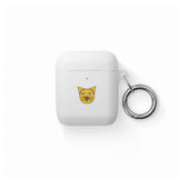 Cat Face AirPods Case — Cute Yellow Cat Keyring Cover for AirPods & AirPods Pro