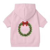 Pet Hoodie with Christmas Wreath and Red Bow