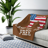 Patriotic Dog Sherpa Blanket - "Home of the Dog, Land of the Free" Cozy Throw