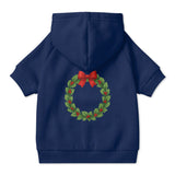 Pet Hoodie with Christmas Wreath and Red Bow