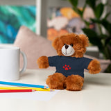 Plush Bear with Paw-Print Tee — Cute Gift for Kids & Pet Lovers