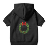 Pet Hoodie with Christmas Wreath and Red Bow