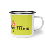 Dog Mom Enamel Camp Cup — Cute Paw Print Camping Mug for Pet Lovers