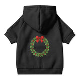 Pet Hoodie with Christmas Wreath and Red Bow
