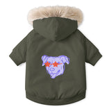 Purple Star-Eye Pup Dog Parka Jacket — Hooded Quilted Coat for Small Dogs