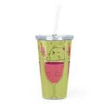 Cat in Wine Glass Tumbler with Straw — Cute Wine Lover Travel Cup