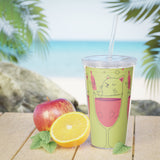 Cat in Wine Glass Tumbler with Straw — Cute Wine Lover Travel Cup