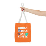 Books, Dogs, and Coffee Tote Bag - Fun Canvas Bag for Book Lovers and Dog Owners