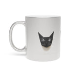 Metallic Cat Mug — Minimal Origami Black Cat Coffee Cup (Silver/Gold)