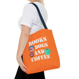 Books, Dogs, and Coffee Tote Bag - Fun Canvas Bag for Book Lovers and Dog Owners