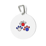 Red White & Blue Paw Print Pet Tag