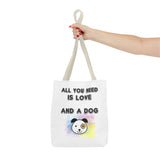 Dog Lover Tote Bag - "All You Need Is Love And A Dog"