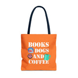 Books, Dogs, and Coffee Tote Bag - Fun Canvas Bag for Book Lovers and Dog Owners