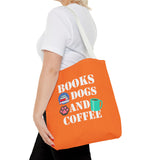 Books, Dogs, and Coffee Tote Bag - Fun Canvas Bag for Book Lovers and Dog Owners