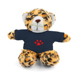 Plush Bear with Paw-Print Tee — Cute Gift for Kids & Pet Lovers