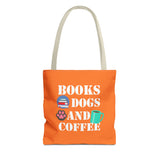 Books, Dogs, and Coffee Tote Bag - Fun Canvas Bag for Book Lovers and Dog Owners