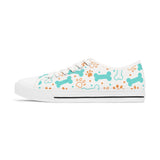 Dog Bone & Paw Print Women's Low Top Sneakers — Cute Pet Lover Shoes