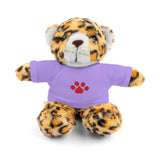 Plush Bear with Paw-Print Tee — Cute Gift for Kids & Pet Lovers
