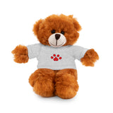 Plush Bear with Paw-Print Tee — Cute Gift for Kids & Pet Lovers