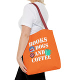Books, Dogs, and Coffee Tote Bag - Fun Canvas Bag for Book Lovers and Dog Owners