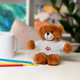 Plush Bear with Paw-Print Tee — Cute Gift for Kids & Pet Lovers