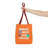 Books, Dogs, and Coffee Tote Bag - Fun Canvas Bag for Book Lovers and Dog Owners