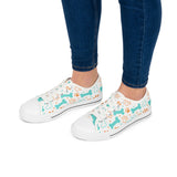 Dog Bone & Paw Print Women's Low Top Sneakers — Cute Pet Lover Shoes