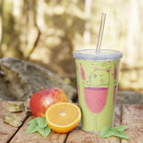 Cat in Wine Glass Tumbler with Straw — Cute Wine Lover Travel Cup