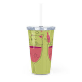 Cat in Wine Glass Tumbler with Straw — Cute Wine Lover Travel Cup