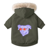 Purple Star-Eye Pup Dog Parka Jacket — Hooded Quilted Coat for Small Dogs
