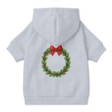 Pet Hoodie with Christmas Wreath and Red Bow