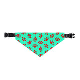Clip-on Pet Bandana — Red Paw Print Design