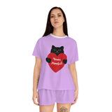 Women's Short Pajama Set cat valentine