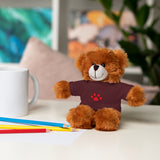 Plush Bear with Paw-Print Tee — Cute Gift for Kids & Pet Lovers