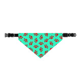 Clip-on Pet Bandana — Red Paw Print Design
