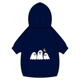 Halloween Ghost Pet Hoodie with Collar Hole — Cute Ghost Trio & Moon
