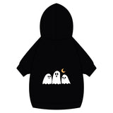 Halloween Ghost Pet Hoodie with Collar Hole — Cute Ghost Trio & Moon