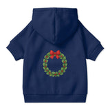 Pet Hoodie with Christmas Wreath and Red Bow