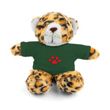 Plush Bear with Paw-Print Tee — Cute Gift for Kids & Pet Lovers