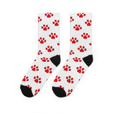 Red Paw Prints Pet Lovers Crew Socks unisex