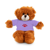 Plush Bear with Paw-Print Tee — Cute Gift for Kids & Pet Lovers