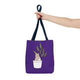 Cute Cat in Plant Tote Bag - Purple Floral Eco-Friendly Bag for Cat Lovers