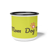 Dog Mom Enamel Camp Cup — Cute Paw Print Camping Mug for Pet Lovers
