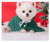 ANIAC Pet Dog Christmas Costume Puppy Cloak with Star and Pompoms Cat Santa Cape with Hat Winter Dog Outfit for Cats and Small Dog (Small, Green)