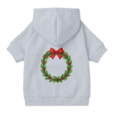 Pet Hoodie with Christmas Wreath and Red Bow