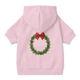 Pet Hoodie with Christmas Wreath and Red Bow