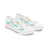 Dog Bone & Paw Print Women's Low Top Sneakers — Cute Pet Lover Shoes