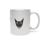 Metallic Cat Mug — Minimal Origami Black Cat Coffee Cup (Silver/Gold)