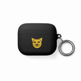 Cat Face AirPods Case — Cute Yellow Cat Keyring Cover for AirPods & AirPods Pro