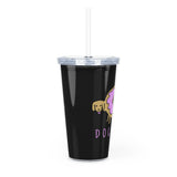 Doghnut Plastic Tumbler with Straw — Cute Donut Dog Drink Cup